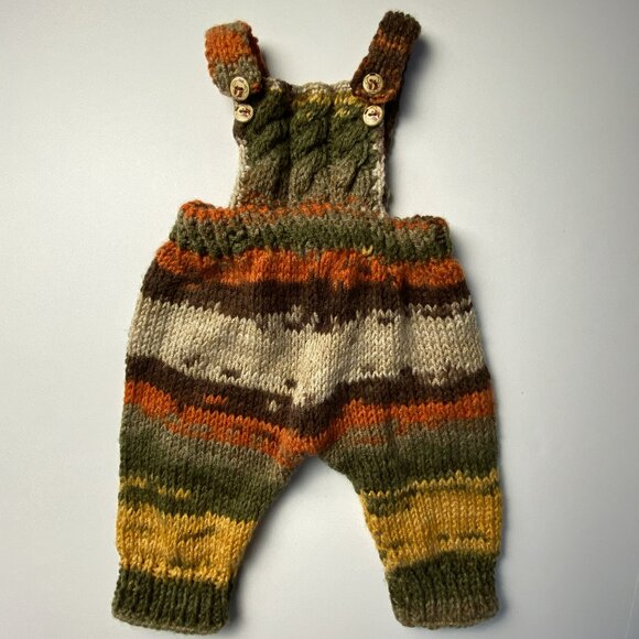 Handmade Cable Knit Stripe Overalls 6 Months - Picture 2 of 7